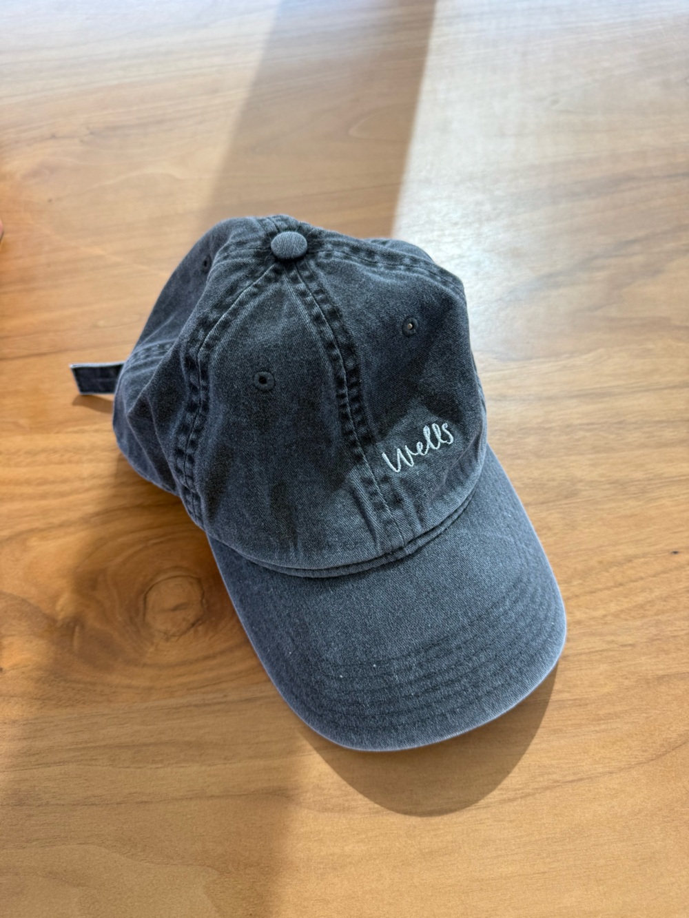 Wells Embroidered Washed Black Dad Hat